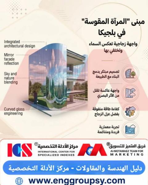 مبنى المرآة المقوسة في بلجيكا: تحفة معمارية هندسية تدمج البناء مع الطبيعة عبر واجهات عاكسة متطورة