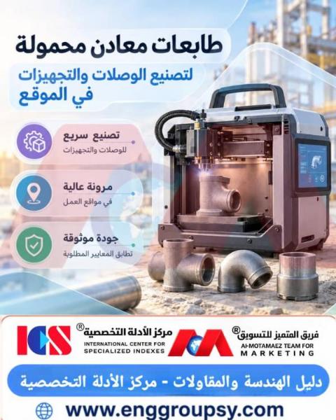 طابعات معادن محمولة لتصنيع الوصلات والتجهيزات في الموقع