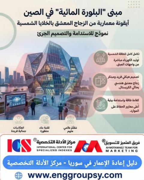 مبنى البلورة المائية في الصين أيقونة معمارية من الزجاج المعشق بالخلايا الشمسية نموذج للاستدامة والتصميم الجريء