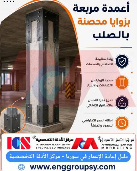 How do square columns with steel-reinforced corners contribute to enhancing structural durability and protecting buildings against the risks of collapse and dynamic loads?